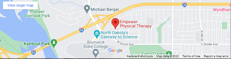 A map of the location of empower physical therapy.